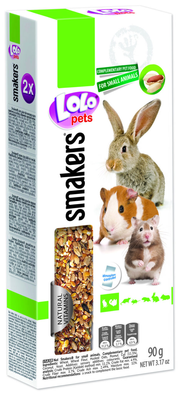 LoLo Pets Smakers maiusepulgad närilistele ja jänestele pähklitega 2tk 90g
