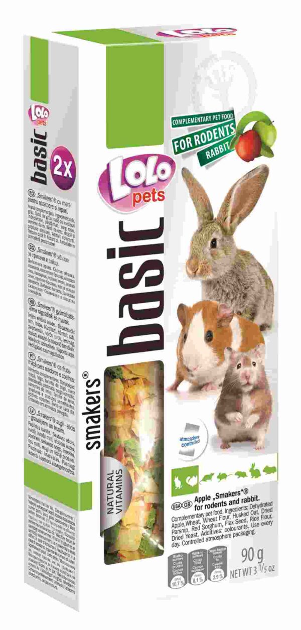 LoLo Pets Smakers maiusepulgad närilistele ja jänestele õuntega 2tk 90g