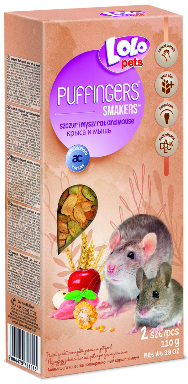 LoLo Pets Puffingers närimispulgad rottidele ja hiirtele 2tk 110g