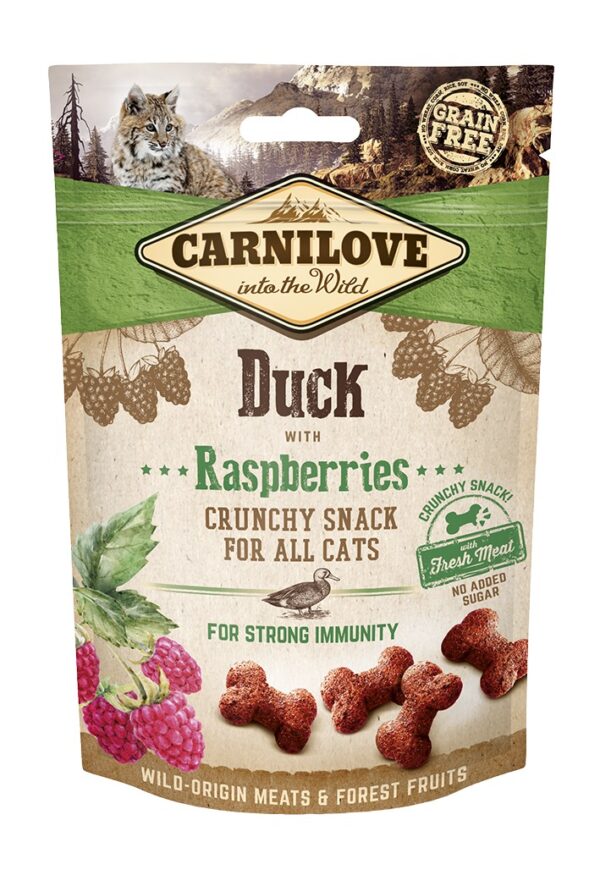 Carnilove Cat Snack Duck with Raspberries närimismaiused kassile 50g