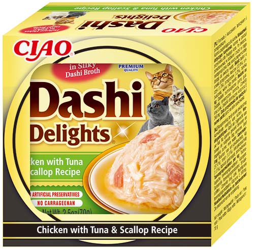 Inaba Dashi Delights Chicken with Tuna & Scallop konserv kassile 70g