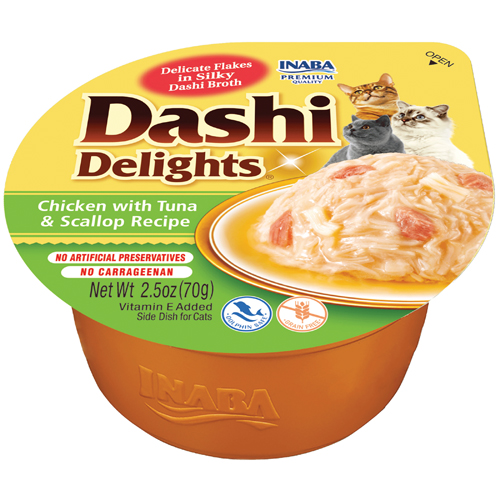 Inaba Dashi Delights Chicken with Tuna & Scallop konserv kassile 70g - Image 2