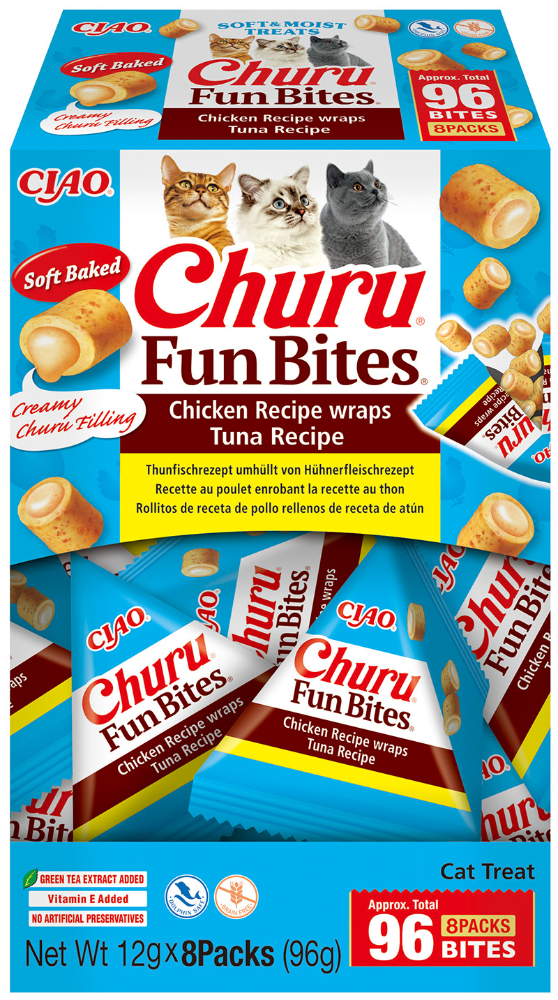 Churu FUN BITES Chicken Recipe wraps Tuna kassimaius 8 x 12g