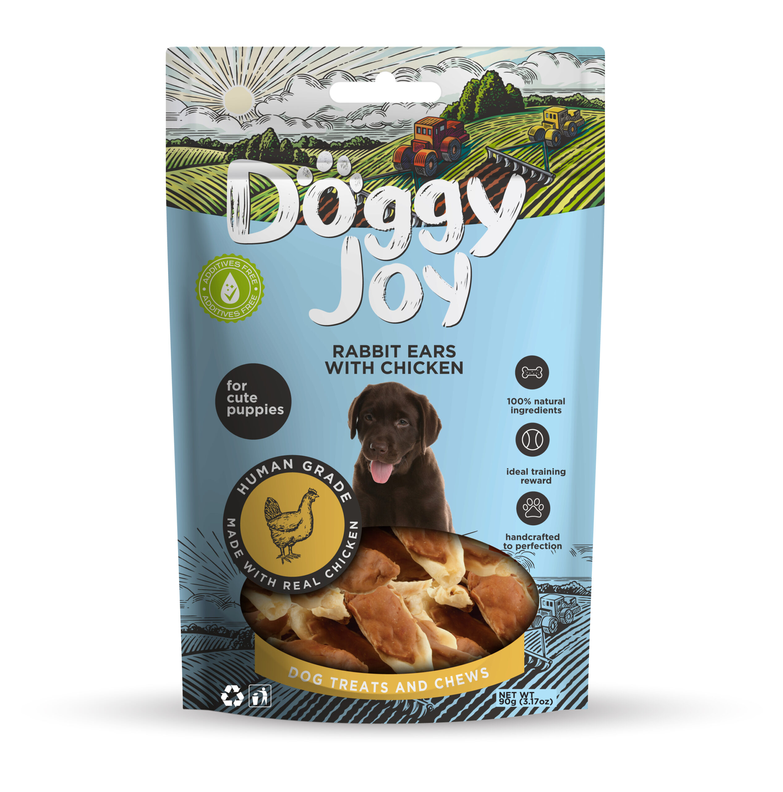 Doggy Joy rabbit ears with chicken närimismaiused kutsikale 90g