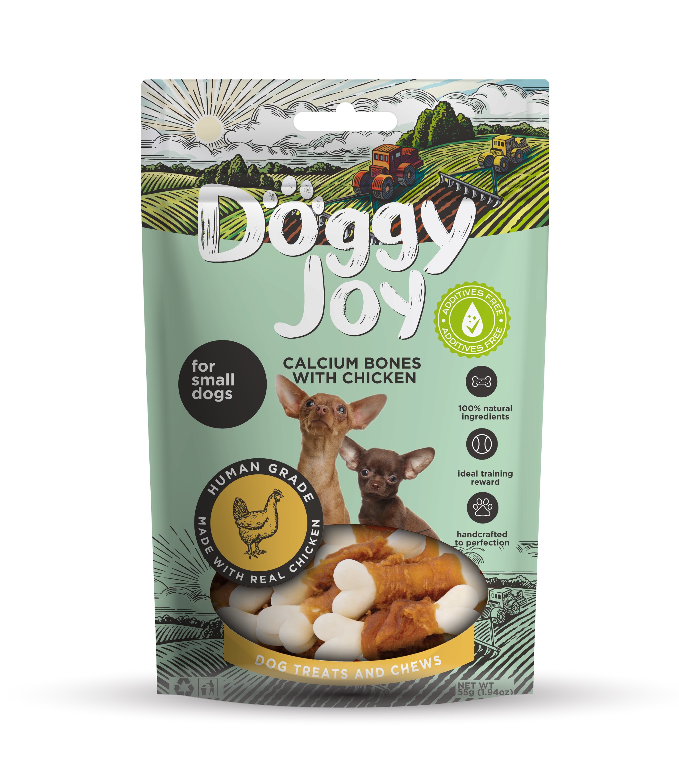 Doggy Joy calcium bones with chicken närimismaiused koerale 55g