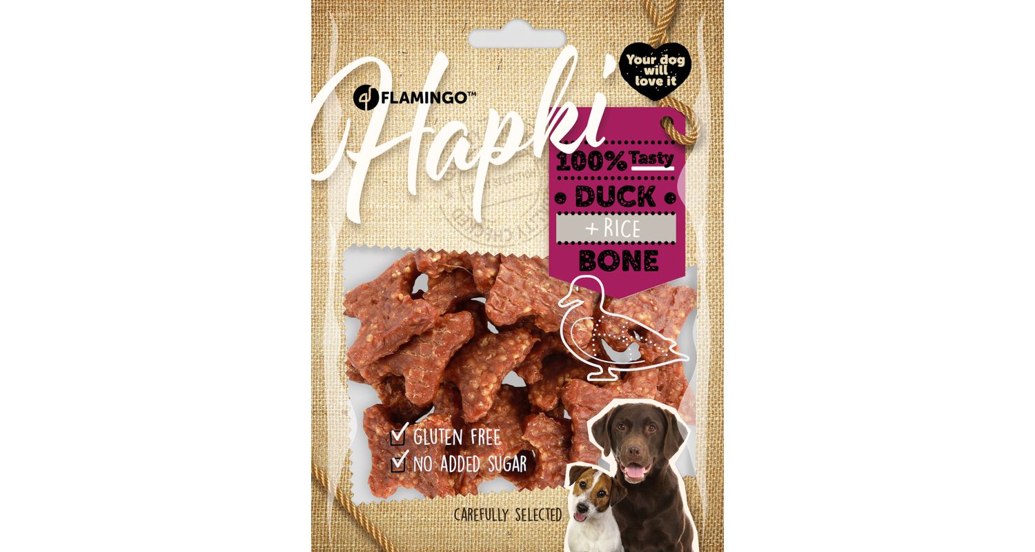 Flamingo Hapki Duck + Rice Bone närimismaius koerale 170g