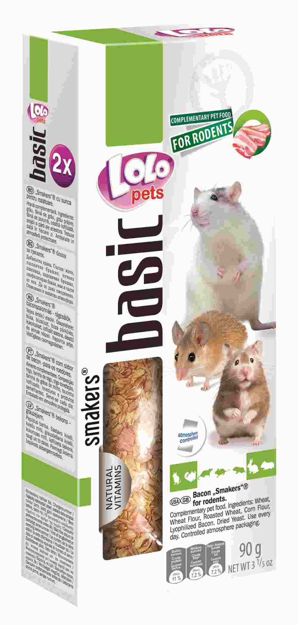 LoLo Pets Smakers maiusepulgad närilistele peekoniga 2tk 90g
