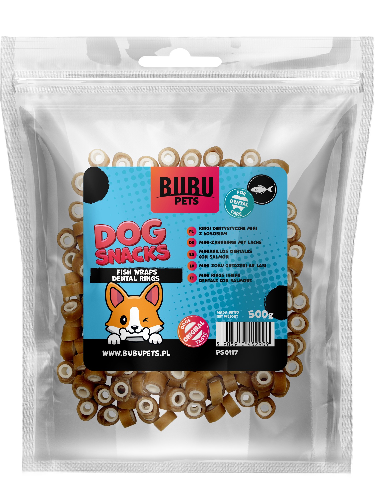 Bubu Pets koeramaius närimisrõngad lõhega 500g