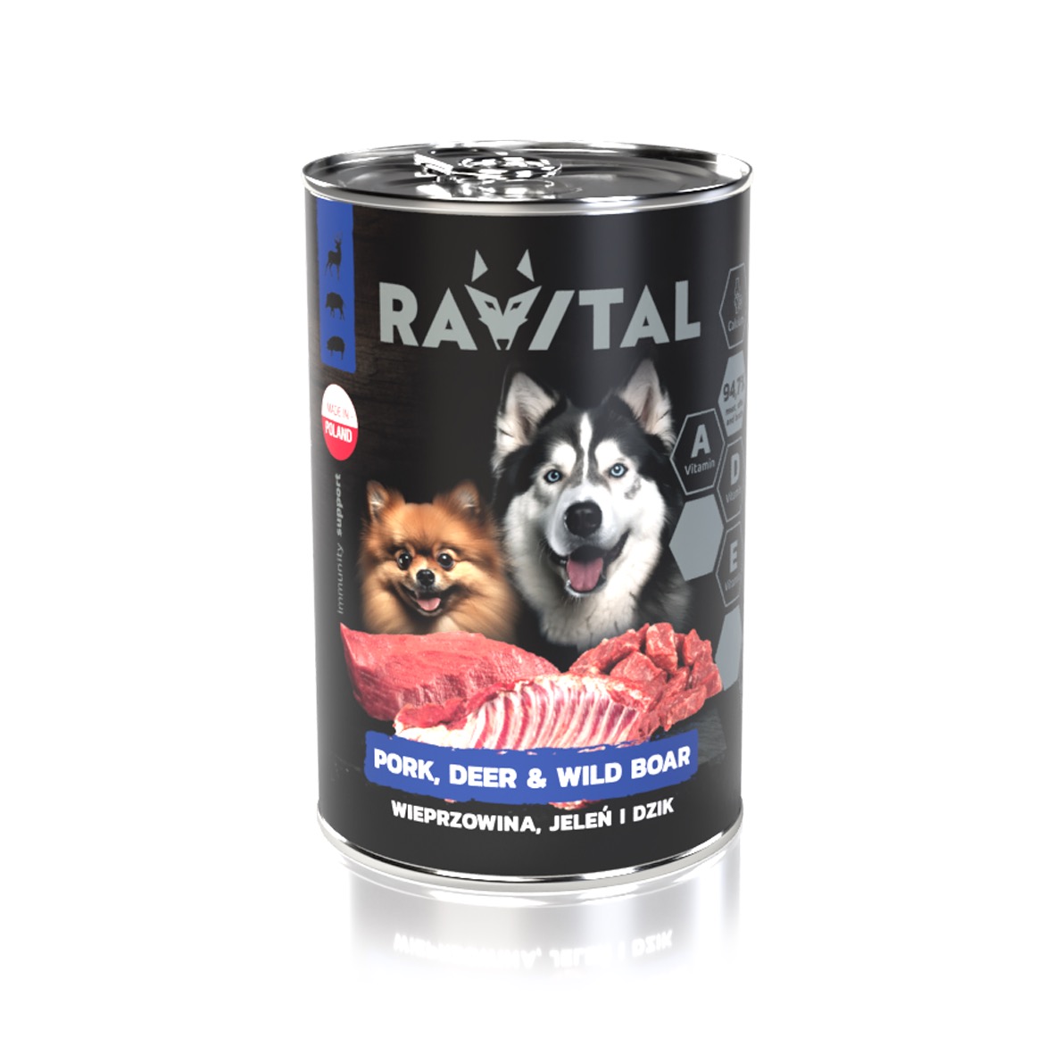 Ravital Pork, Deer & Wild Boar konserv koerale 400g