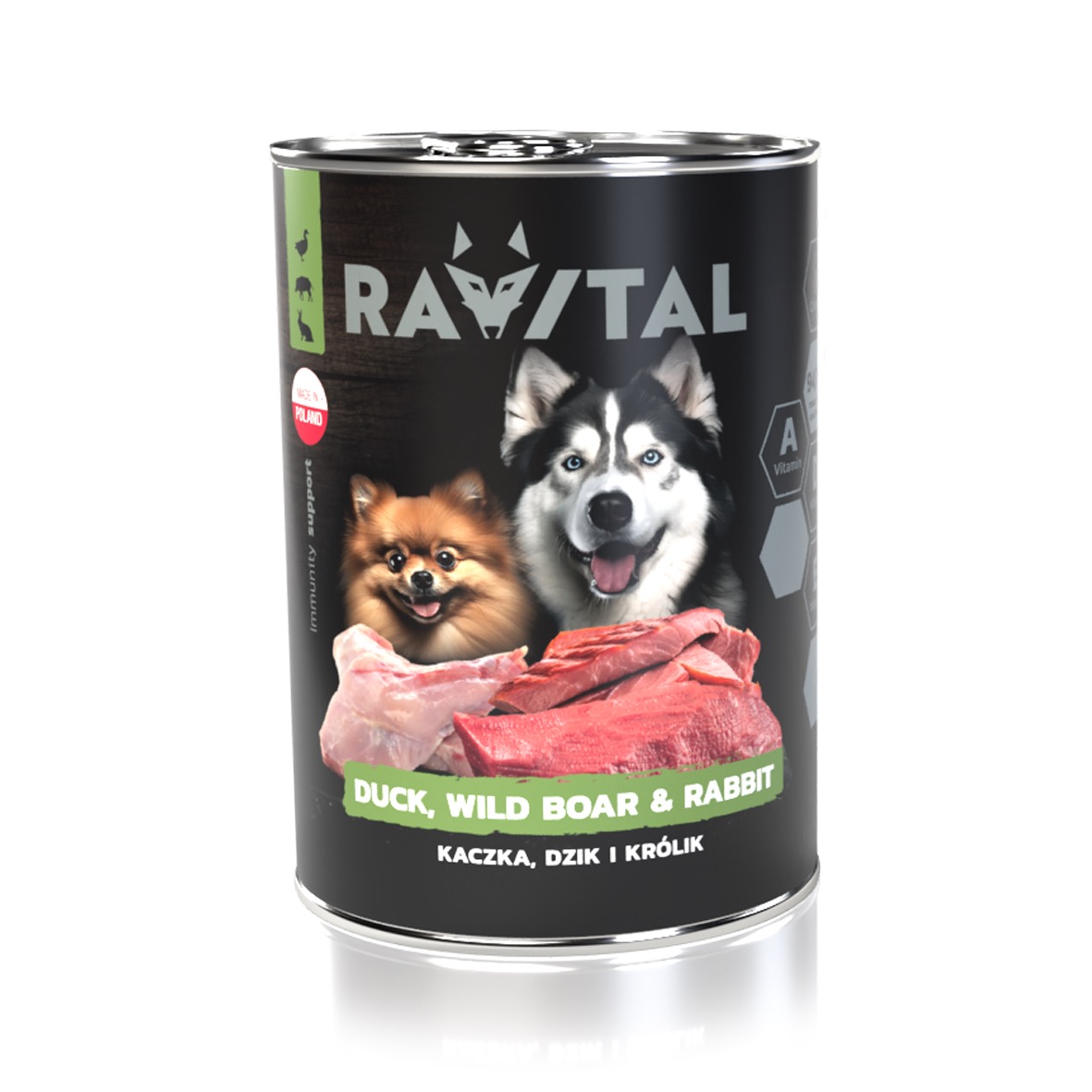 Ravital Duck, Wild Boar & Rabbit konserv koerale 800g