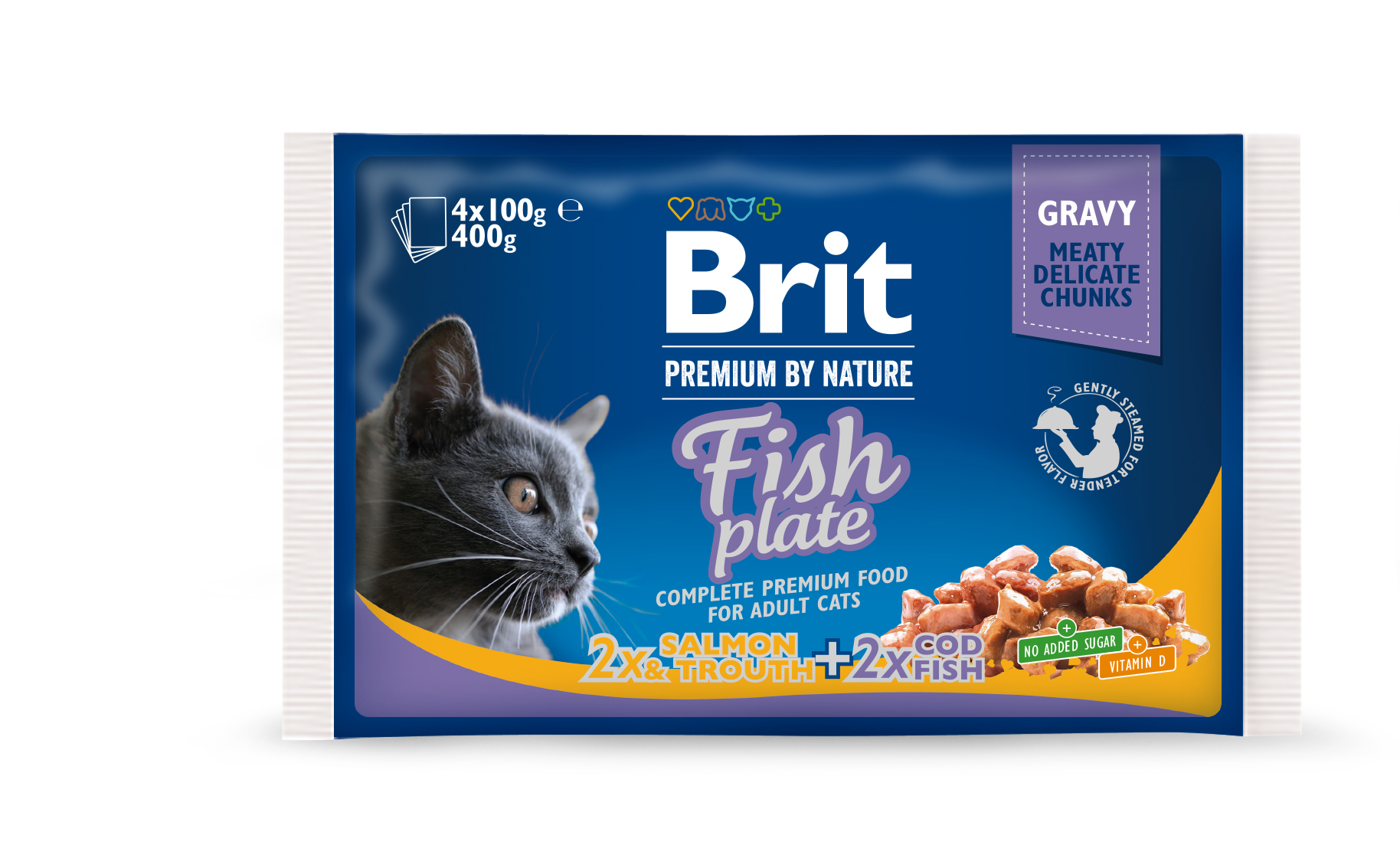 Brit Premium Fish Plate multipakk märgtoit kassidele 4x100g