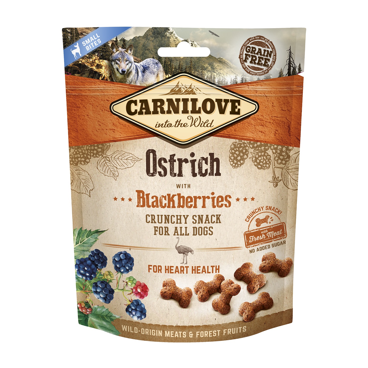 Carnilove Dog Snack Ostrich Blackberries maiused koerale 200g