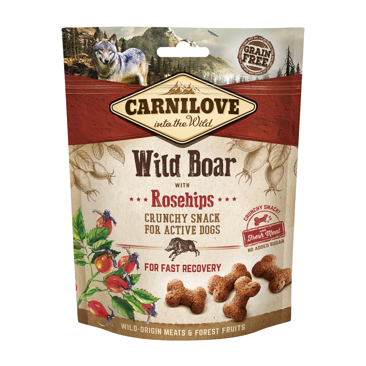 Carnilove Dog Snack Wild Boar with Rosehips värske lihaga koeramaius 200g