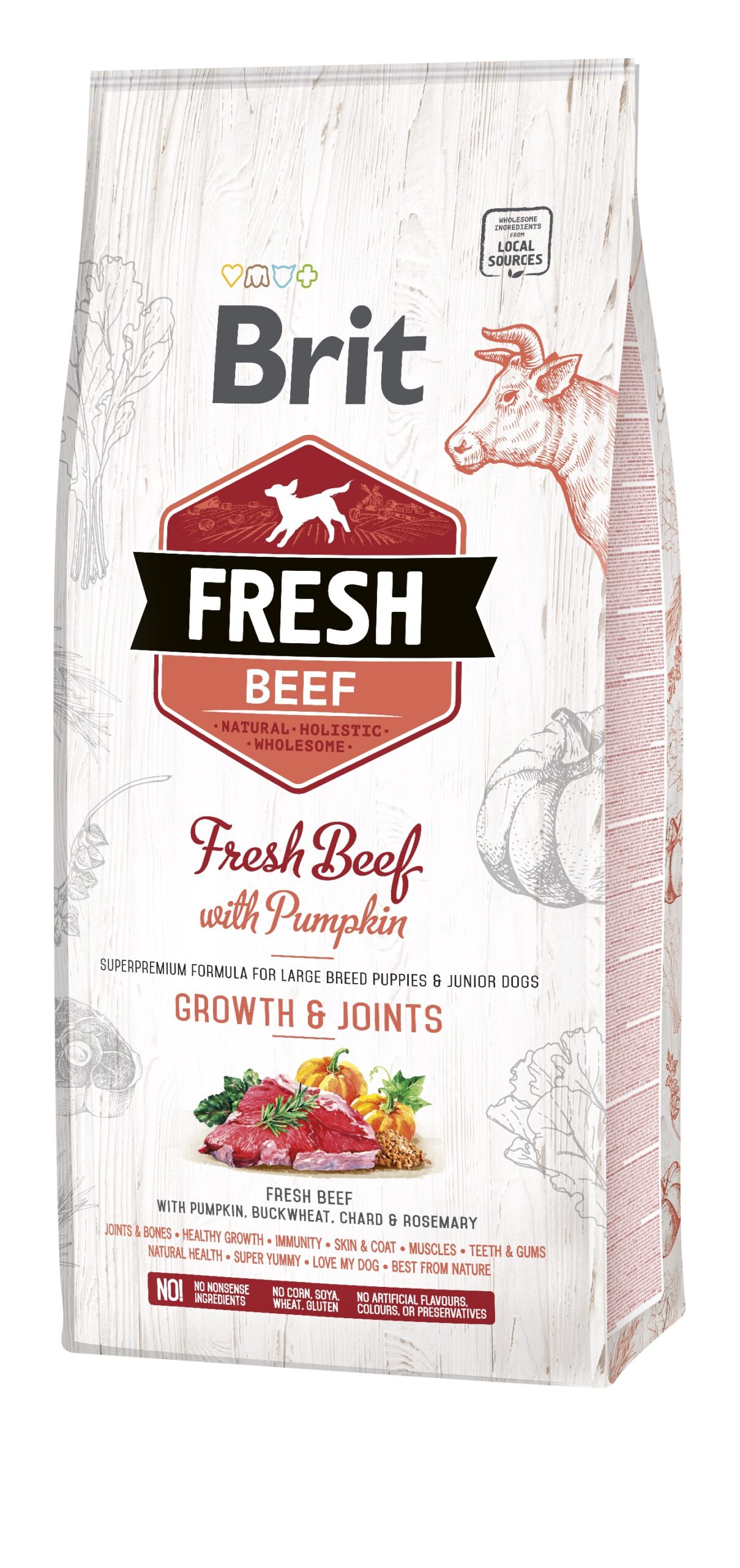 Brit Fresh Beef & Pumpkin Puppy Large Bones & Joints koeratoit 12 kg