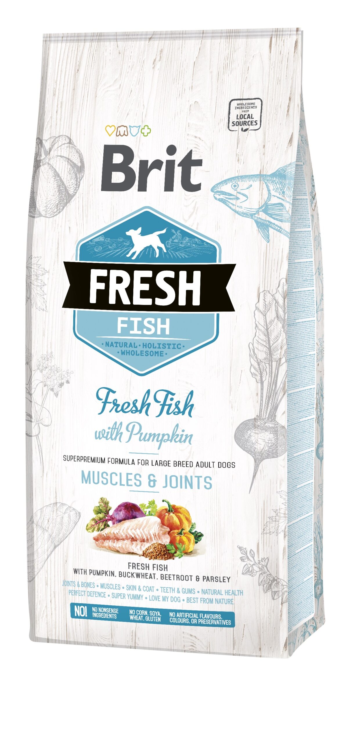 Brit Fresh Fish & Pumpkin Adult Large Muscles & Joints koeratoit 12 kg