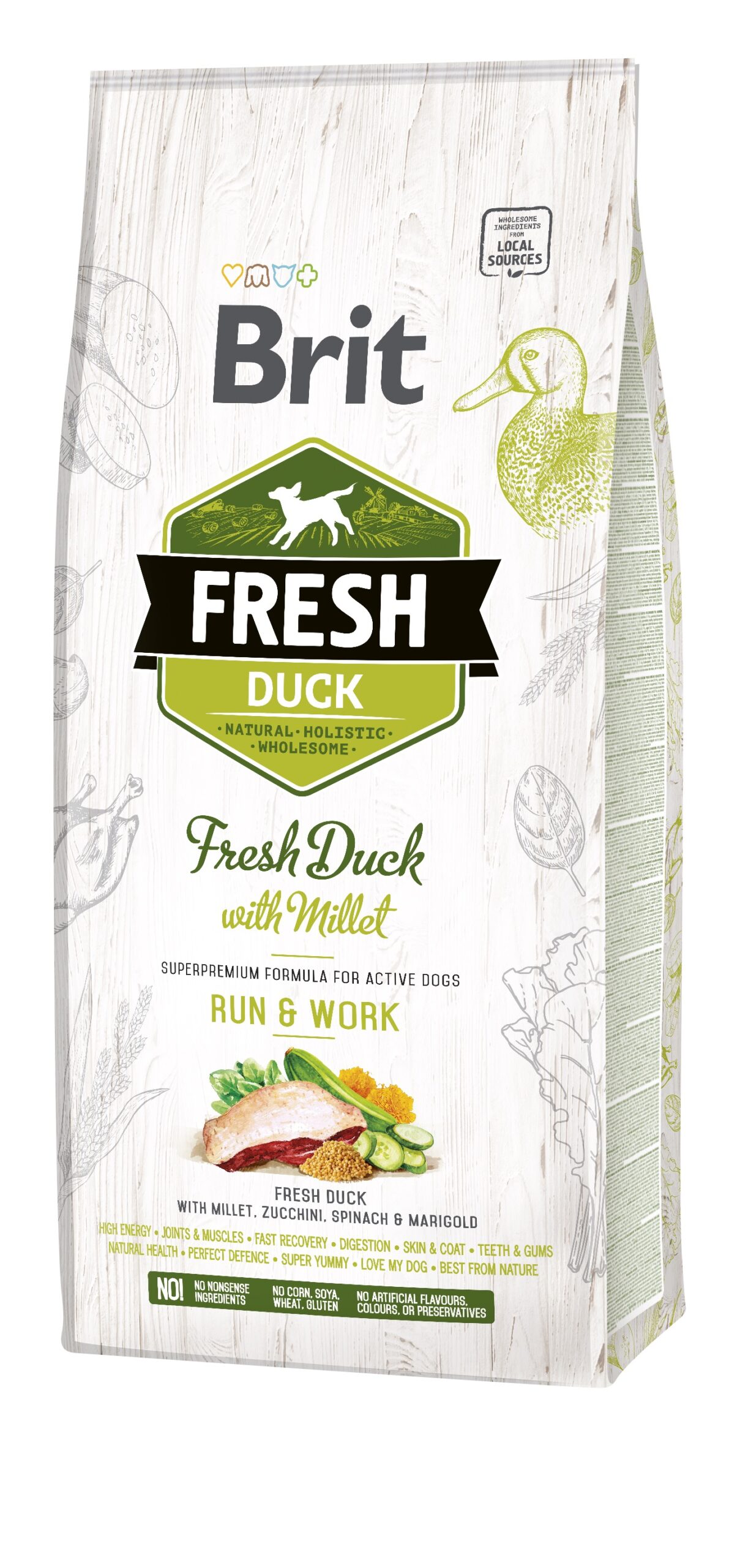 Brit Fresh Duck & Millet Adult Run & Work koeratoit 12 kg