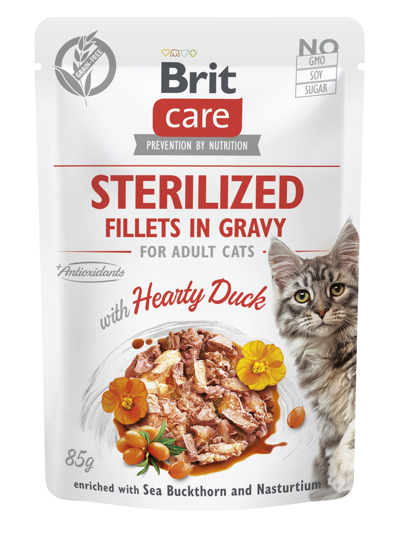 Brit Care Fillets in Gravy Hearty Duck märgtoit steriliseeritud kassidele 85g