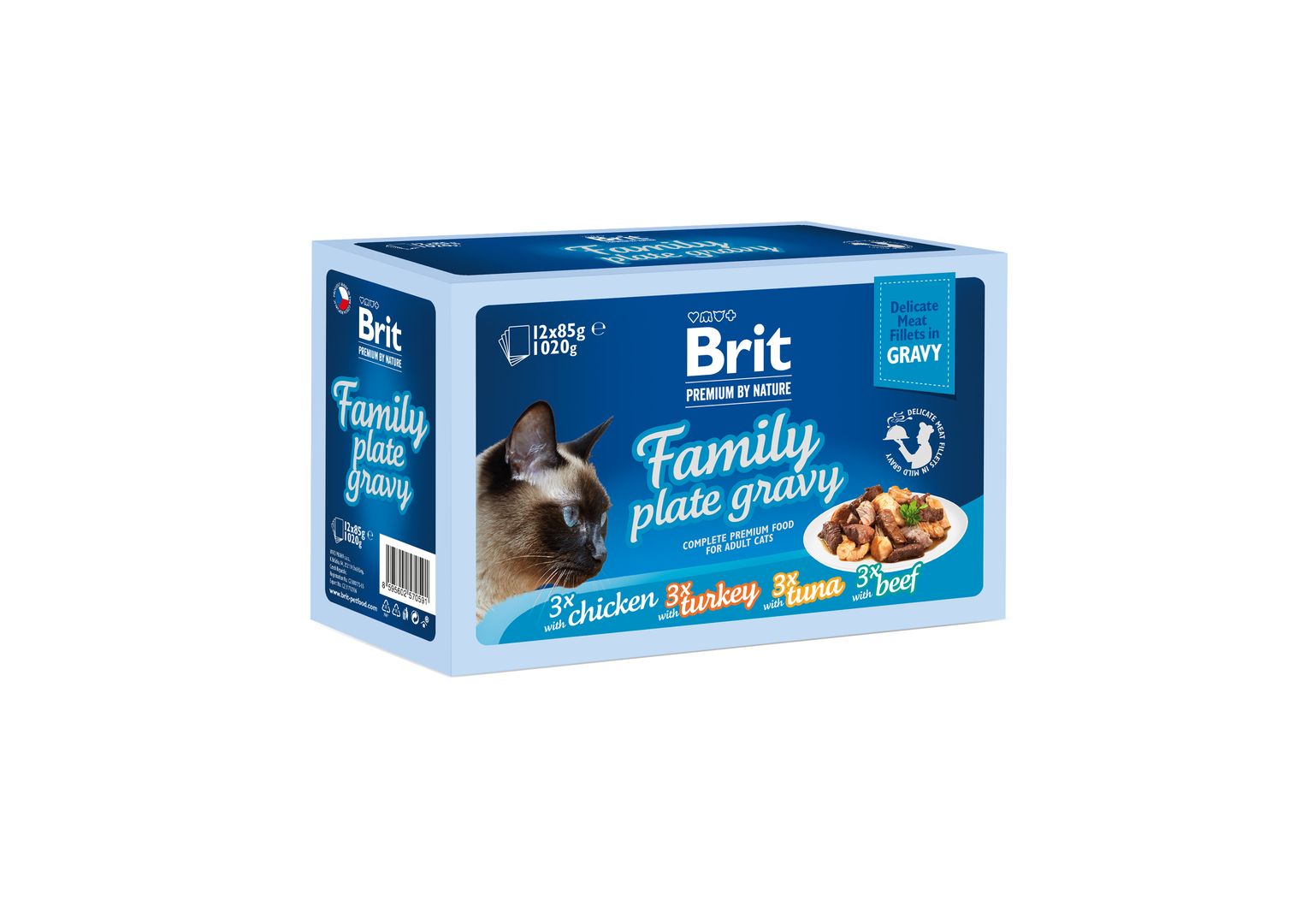 Brit Premium Delicate Gravy Family multipakk märgtoit kassidele 12x85g