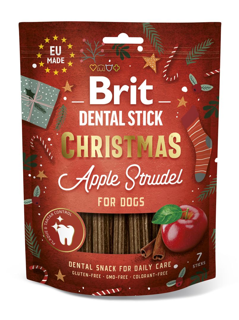 Brit Dental Stick Christmas närimispulgad koertele 7tk 250g