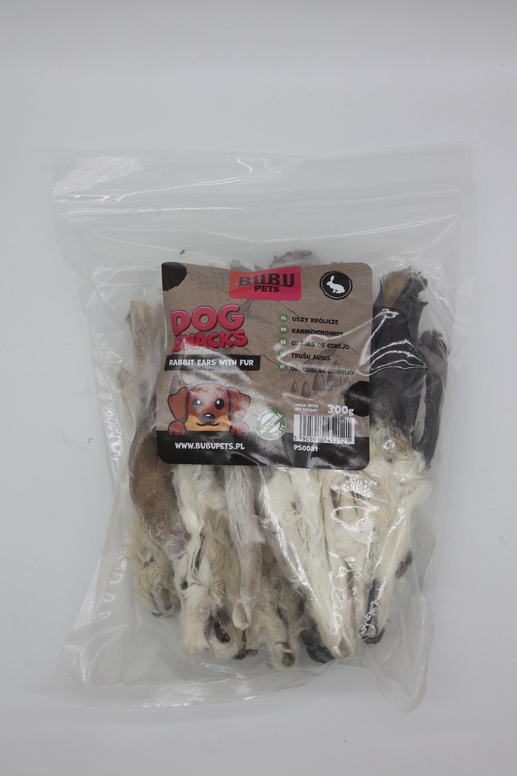 Bubu Pets koeramaius kuivatatud küüliku kõrvad karvadega 300g