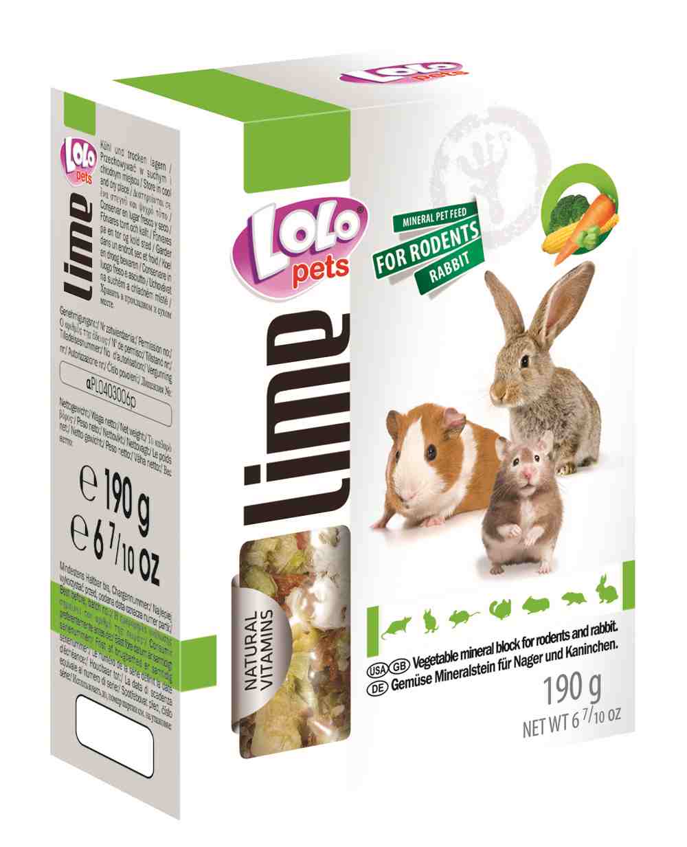 LoLo Pets mineraalkivi närilistele juurviljadega 190g