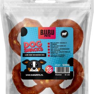 Bubu Pets koeramaius veisenahast rõngad lambalihaga 10cm 500g