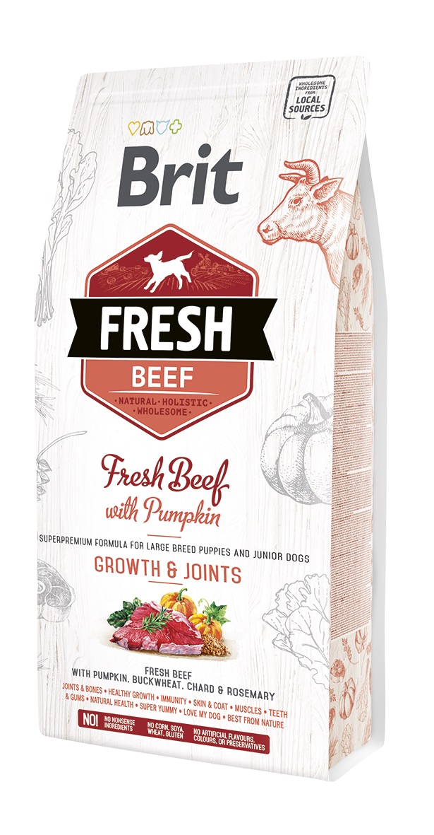 Brit Fresh Beef & Pumpkin Puppy Large Bones & Joints koeratoit 2,5 kg