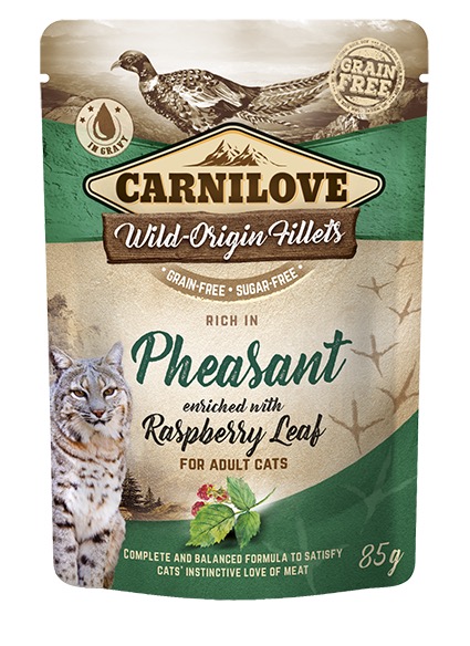 Carnilove Cat Pouch Pheasant with Raspberry Leaves einekotike kassidele 85g