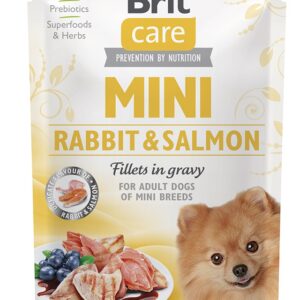 Brit Care Mini Rabbit & Salmon fillets in gravy einekotike koertele 85g