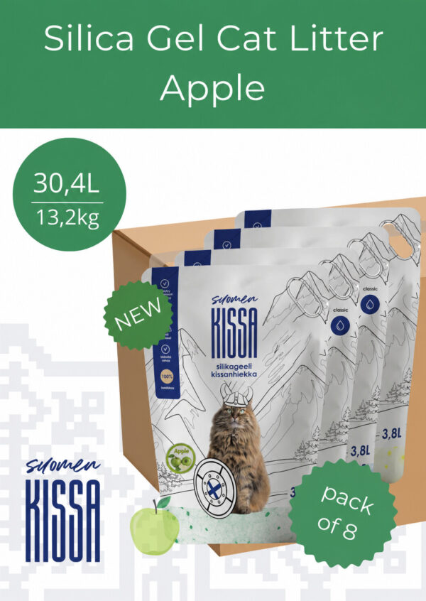 Suomen Kissa õunalõhnaline silikageelist kassiliiv 30,4L