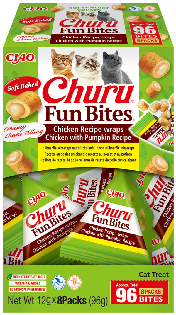 Churu FUN BITES Chicken Recipe wraps Chicken with Pumpkin kassimaius 8 x 12g