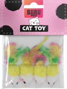 Bubu Pets kassilelu hiir värviliste sulgedega 4tk