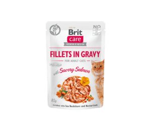 Brit Care Fillets in Gravy Savory Salmon märgtoit kassidele 85g