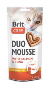 Brit Care Creamy Duo Mousse with Salmon and Tuna maius kassile 4x14g