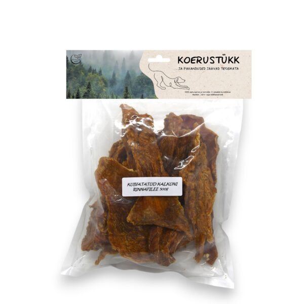 Koerustükk kuivatatud kalkuni rinnafilee koerale 500g
