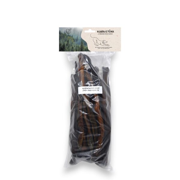 Koerustükk kuivatatud veise saba nahaga 25-35cm koerale 1kg