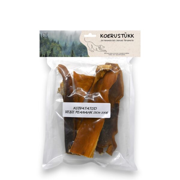 Koerustükk kuivatatud veise peanahk 15cm koerale 100g
